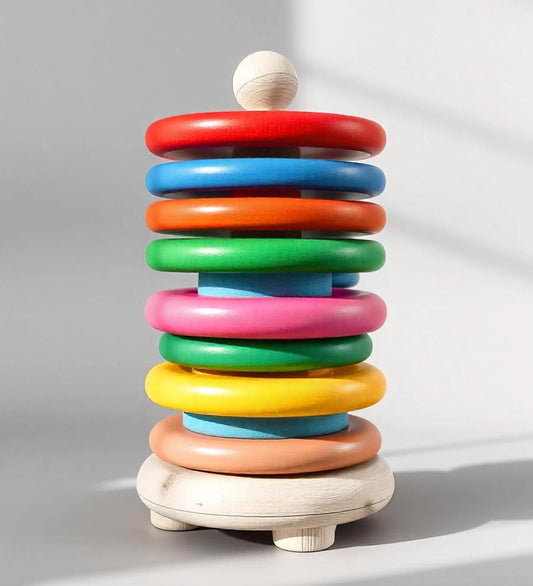 Rainbow stacking rings game