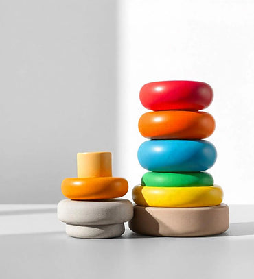 Rainbow stacking rings game